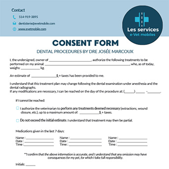 Veterinary Dentistry Pet Owner Consent Form